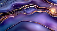 Purple and blue fluid art with golden glitter lines creating elegant waves. Luxury abstract background for modern design projects and decorative purposes.