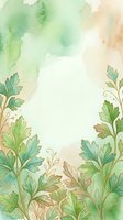 Watercolor botanical frame with green foliage and soft pastel washes, isolated on white background. Suitable for invitations, greeting cards, and design projects.