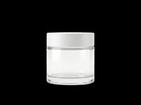 Empty glass jar with white lid isolated on transparent background, ready for product design, packaging mockups, t-shirt graphics, sublimation, print-on-demand, and clipart applications.