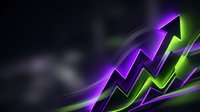Glowing neon arrows pointing upward on dark background, symbolizing growth, profit, and financial success in business and investment.