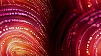 Glowing red and pink spiral light trails with bokeh effect create dynamic motion background for technology, digital communication, and abstract design concepts.