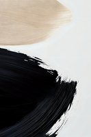 Abstract brushstroke composition featuring bold black and beige paint strokes on white background, creating dynamic contrast and movement for modern wall art and design.