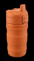 Orange kids sippy cup with textured grip and spout lid, isolated on transparent background. Ready for t-shirt design, clipart, stickers, and print on demand use.