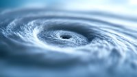 Swirling water vortex in blue tones creates mesmerizing spiral pattern with smooth ripples and circular motion, captured in macro photography with selective focus.