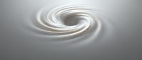 Abstract white spiral vortex with golden highlights creating dynamic swirling motion on gray background for modern design projects.