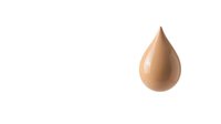 Isolated beige liquid droplet with glossy finish on white background, suitable for cosmetics, skincare, and beauty product design applications.