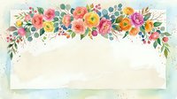 Watercolor floral border with roses, ranunculus, and greenery on cream background. Isolated design element for invitations, cards, and decorative projects.