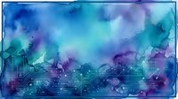 Abstract watercolor technology background with circuit board patterns in blue purple teal gradient. Digital art for modern tech presentations and designs.