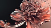 Elegant metallic rose gold flower with glossy petals and intricate center details on dark background for luxury design projects and decorative artwork.
