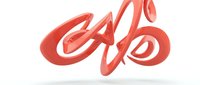 Red glossy ribbon forming elegant cursive letter A with flowing curves and smooth gradients isolated on white background for typography and branding projects.