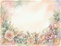 Watercolor floral frame with roses, peonies, and eucalyptus leaves on soft pastel background. Isolated design element for invitations, cards, and decorative projects.