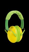 Bright yellow and green protective ear defenders isolated on transparent background, ready for clipart, t-shirt design, stickers, and print-on-demand products.