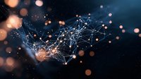 Glowing network connections with bokeh light effects on dark background create futuristic technology concept for business and communication designs.