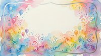 Colorful watercolor frame border with rainbow splashes and decorative swirls on white background for creative design projects and artistic presentations.