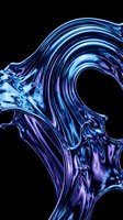 Fluid liquid swirl in vibrant blue and purple tones flowing against black background, isolated for graphic design, web, and digital art projects.