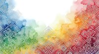 Colorful gradient watercolor background with geometric diamond pattern overlay, transitioning from blue through green, yellow to red, suitable for web design and marketing materials.