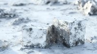 Textured concrete blocks with rough weathered surface against blurred background, showing architectural detail and industrial design elements in cool gray tones.