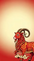 Red ornamental goat with golden patterns on gradient background for Chinese New Year celebrations and zodiac designs.