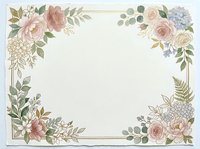 Vintage floral frame with roses, peonies, and hydrangeas in soft pastels. Isolated design on cream background, ready for invitations, cards, and stationery projects.