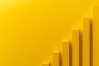 Yellow ascending bar graph showing upward trend against vibrant yellow background, representing growth, success and positive business performance.