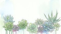 Watercolor succulent plants border with soft pastel colors on white background for botanical design projects and natural decoration elements.