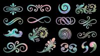 Ornamental swirls and flourishes in soft pastels isolated on transparent background. Ready for clipart, t-shirt design, stickers, sublimation, print-on-demand products and digital crafts.
