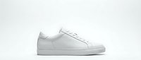 White leather sneaker shoe isolated on light background for fashion and footwear design projects.