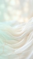 Soft pastel abstract background with flowing waves and hexagonal geometric elements in mint green and cream tones for modern design projects.
