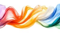 Flowing abstract rainbow colored smoke waves on white background, transparent dynamic motion effect for creative design and modern art projects.