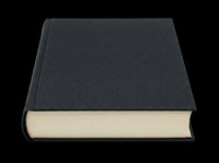 Closed black hardcover book with cream pages isolated on transparent background, ready for clipart, print-on-demand designs, educational materials, stickers, and digital projects.