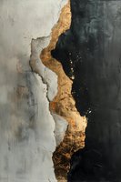 Abstract luxury art with textured gold, black and gray tones creating dramatic mountainous landscape effect. Perfect for modern interior design and high-end wall decor.