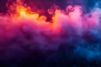 Vibrant colorful smoke clouds in orange, pink, purple and blue creating dramatic abstract background texture with smooth gradient transitions.