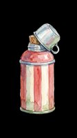 Watercolor vintage camping canteen with metal cup and cork stopper, isolated on transparent background. Great for stickers, t-shirt design, print on demand, sublimation, clipart.