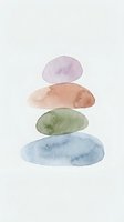 Stacked watercolor ovals in soft lavender, peach, sage green, and blue tones on white background. Isolated design element suitable for wellness, meditation, and spa branding projects.