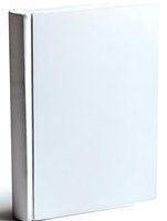 White hardcover book with blank cover on white background, isolated mockup for branding and design projects. Ready for custom artwork overlay.