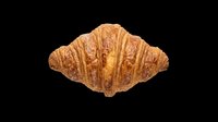 Golden baked croissant isolated on transparent background, ready for food menus, stickers, t-shirt design, print on demand, and clipart projects.