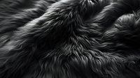 Luxurious black fur texture in dramatic monochrome close-up showing soft, flowing strands and natural wave patterns creating an elegant abstract background.