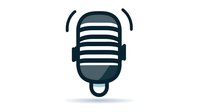 Vintage radio microphone icon with sound waves on white background. Broadcasting and podcasting equipment symbol for media and communication projects.