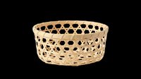 Woven wicker basket with open lattice pattern, isolated on transparent background. Ready for clipart, print-on-demand products, t-shirt designs, stickers, and sublimation projects.