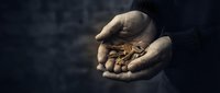 Cupped hands holding coffee beans against dark background showcasing rich aroma and texture for beverage industry marketing and cafe branding materials.