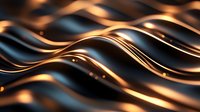 Luxurious black and gold waves create dynamic abstract pattern with smooth flowing lines and metallic reflections on dark background. Elegant design for luxury branding.