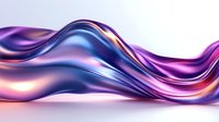 Flowing liquid metal waves in purple, blue and pink colors create dynamic abstract background with smooth glossy texture and iridescent reflections.