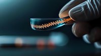 Gloved hand holding glass petri dish with DNA sample for genetic research and biotechnology analysis in modern laboratory setting.