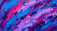Abstract acrylic paint strokes in vibrant purple, pink and blue colors creating dynamic textured background for modern art and creative design projects.