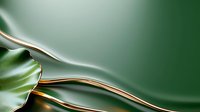 Elegant abstract green and gold waves create dynamic flowing lines against dark emerald background, suitable for luxury branding and modern design projects.