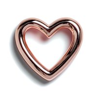 Rose gold metallic heart shape isolated on white background for romantic design projects and Valentine's Day decorations.