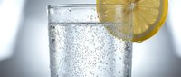 Refreshing sparkling water with lemon slice in clear glass, carbonated beverage for healthy hydration, wellness and diet concepts.