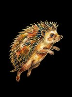 Watercolor hedgehog running, isolated on transparent background, ready for t-shirts, stickers, clipart, print on demand, and sublimation design use.