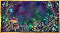 Enchanted forest underground cavern with glowing mushrooms, bioluminescent plants, and twisted tree roots creating magical woodland fantasy environment with ethereal lighting for game design and fantasy illustration projects.