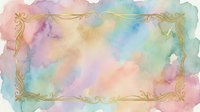 Watercolor gradient background with soft pastel colors and ornate gold corner flourishes, suitable for invitations, greeting cards, and design projects.